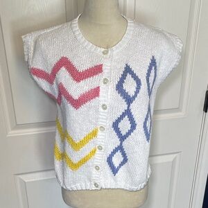 Vintage Here’s a Hug Sleeveless 1980s Sweater‎ White Size Medium